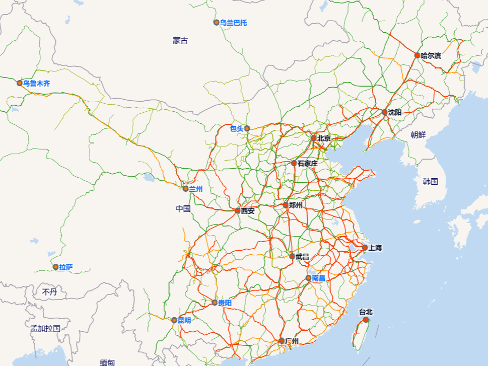 中国高铁网络与现代化列车示意图